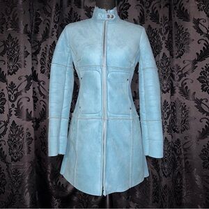 bebe Light Blue fuzzy suede Coat